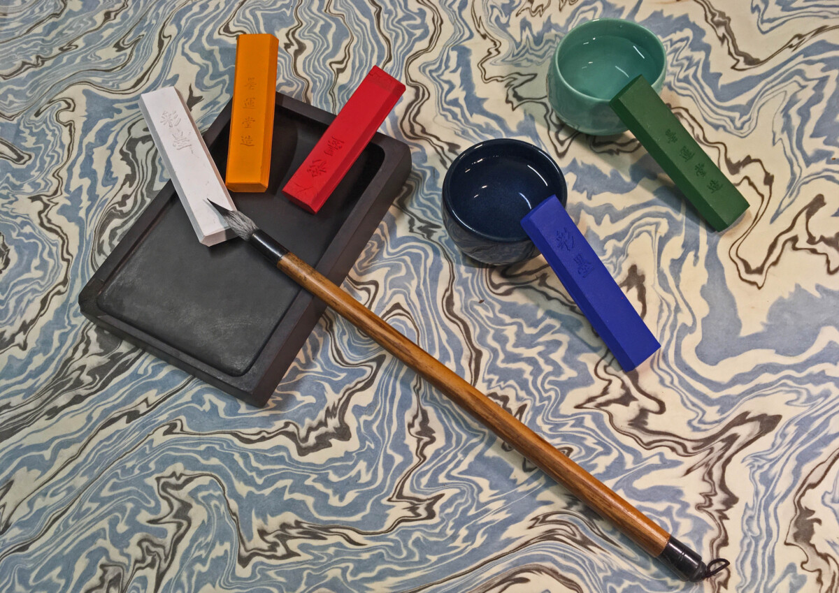 Domenica 12 Ottobre - SUMINAGASHI a COLORI con bastoncini di inchiostro colorato e carte washi per sperimentazioni cromatiche